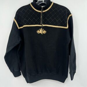 St John Sport vintage quart zip sweatshirt black and gold S